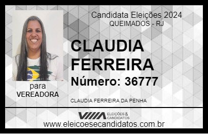 Candidato CLAUDIA FERREIRA  2024 - QUEIMADOS - Eleições