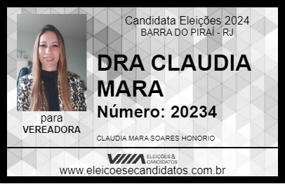 Candidato DRA CLAUDIA MARA 2024 - BARRA DO PIRAÍ - Eleições