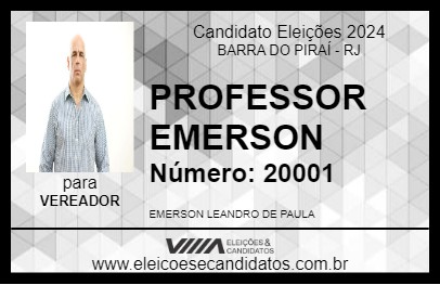 Candidato PROFESSOR EMERSON 2024 - BARRA DO PIRAÍ - Eleições