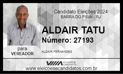 Candidato ALDAIR TATU 2024 - BARRA DO PIRAÍ - Eleições