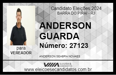 Candidato ANDERSON GUARDA 2024 - BARRA DO PIRAÍ - Eleições