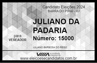 Candidato JULIANO DA PADARIA 2024 - BARRA DO PIRAÍ - Eleições