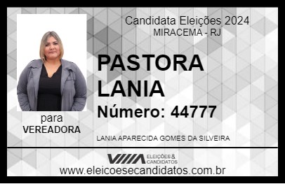 Candidato PASTORA LÂNIA 2024 - MIRACEMA - Eleições