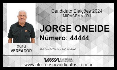 Candidato JORGE ONEIDE 2024 - MIRACEMA - Eleições