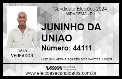 Candidato JUNINHO DA UNIÃO 2024 - MIRACEMA - Eleições