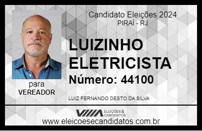 Candidato LUIZINHO ELETRICISTA 2024 - PIRAÍ - Eleições