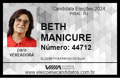 Candidato BETH MANICURE 2024 - PIRAÍ - Eleições