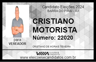 Candidato CRISTIANO MOTORISTA 2024 - BARRA DO PIRAÍ - Eleições