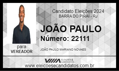 Candidato JOÃO PAULO 2024 - BARRA DO PIRAÍ - Eleições