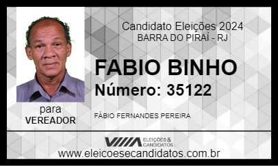 Candidato FABIO BINHO 2024 - BARRA DO PIRAÍ - Eleições