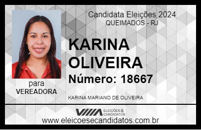 Candidato KARINA OLIVEIRA 2024 - QUEIMADOS - Eleições