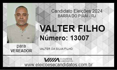 Candidato VALTER FILHO 2024 - BARRA DO PIRAÍ - Eleições