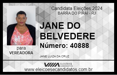 Candidato JANE DO BELVEDERE 2024 - BARRA DO PIRAÍ - Eleições