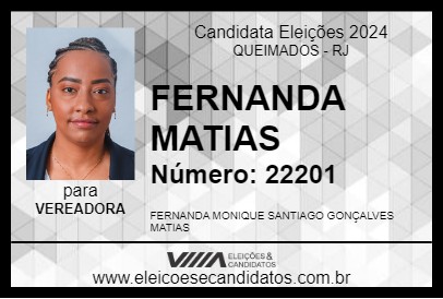 Candidato FERNANDA MATIAS 2024 - QUEIMADOS - Eleições