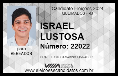 Candidato ISRAEL LUSTOSA 2024 - QUEIMADOS - Eleições