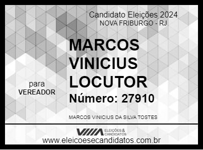 Candidato MARCOS VINICIUS LOCUTOR 2024 - NOVA FRIBURGO - Eleições