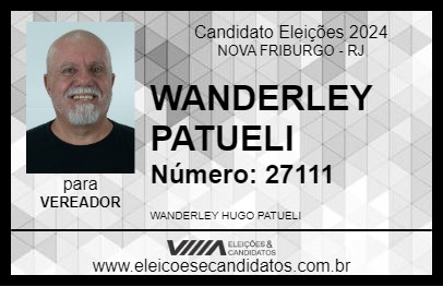 Candidato WANDERLEY PATUELI 2024 - NOVA FRIBURGO - Eleições