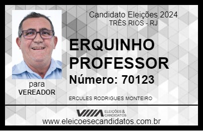 Candidato ERQUINHO PROFESSOR 2024 - TRÊS RIOS - Eleições