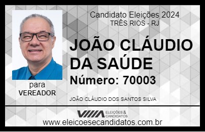 Candidato JOÃO CLÁUDIO DA SAÚDE 2024 - TRÊS RIOS - Eleições