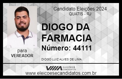 Candidato DIOGO DA FARMACIA 2024 - QUATIS - Eleições