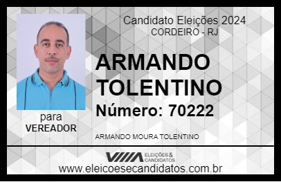 Candidato ARMANDO TOLENTINO 2024 - CORDEIRO - Eleições