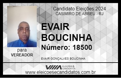 Candidato EVAIR BOUCINHA 2024 - CASIMIRO DE ABREU - Eleições