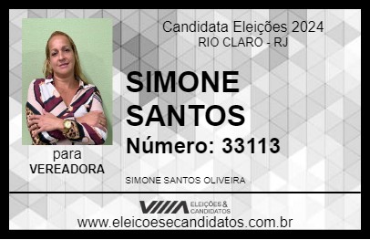 Candidato SIMONE SANTOS 2024 - RIO CLARO - Eleições