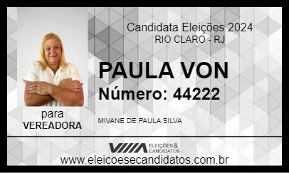 Candidato PAULA VON 2024 - RIO CLARO - Eleições