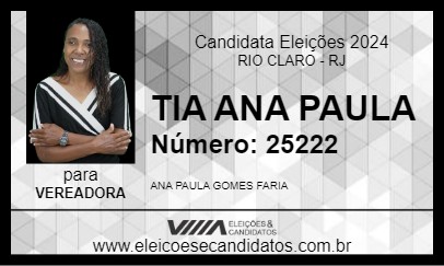 Candidato TIA ANA PAULA 2024 - RIO CLARO - Eleições