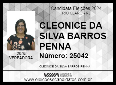 Candidato CLEONICE DA SILVA BARROS PENNA 2024 - RIO CLARO - Eleições