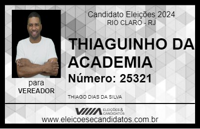 Candidato THIAGUINHO DA ACADEMIA 2024 - RIO CLARO - Eleições