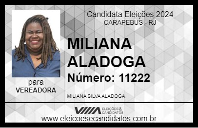 Candidato MILIANA ALADOGA 2024 - CARAPEBUS - Eleições