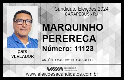 Candidato MARQUINHO PERERECA 2024 - CARAPEBUS - Eleições