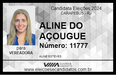 Candidato ALINE DO AÇOUGUE 2024 - CARAPEBUS - Eleições