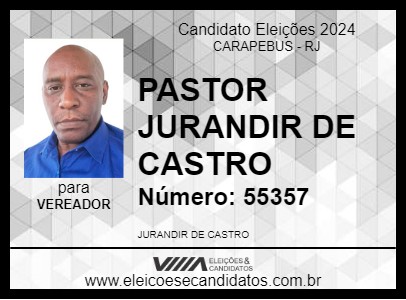 Candidato PASTOR JURANDIR DE CASTRO 2024 - CARAPEBUS - Eleições