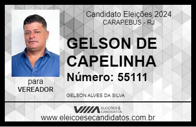 Candidato GELSON DE CAPELINHA 2024 - CARAPEBUS - Eleições