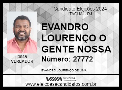 Candidato EVANDRO LOURENÇO O GENTE NOSSA 2024 - ITAGUAÍ - Eleições