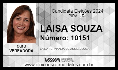 Candidato LAISA SOUZA 2024 - PIRAÍ - Eleições