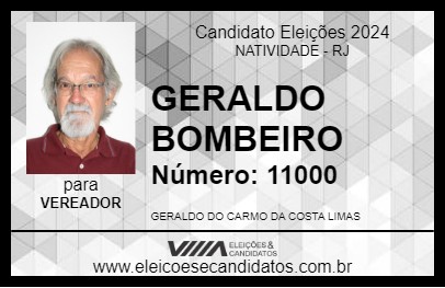 Candidato GERALDO BOMBEIRO 2024 - NATIVIDADE - Eleições