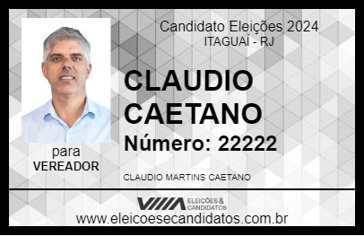 Candidato CLAUDIO CAETANO 2024 - ITAGUAÍ - Eleições