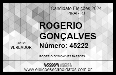 Candidato ROGERIO GONÇALVES 2024 - PIRAÍ - Eleições