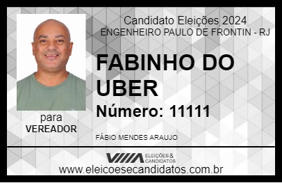 Candidato FABINHO DO UBER 2024 - ENGENHEIRO PAULO DE FRONTIN - Eleições