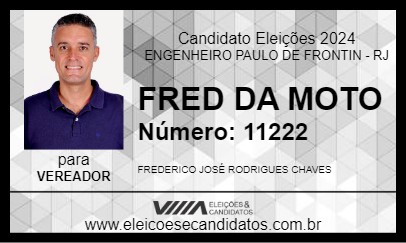 Candidato FRED DA MOTO 2024 - ENGENHEIRO PAULO DE FRONTIN - Eleições