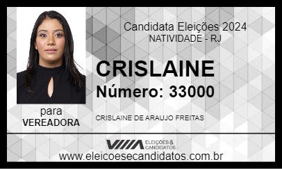 Candidato CRISLAINE 2024 - NATIVIDADE - Eleições