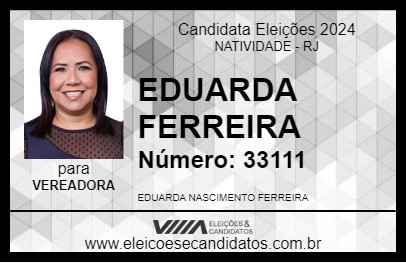 Candidato EDUARDA FERREIRA 2024 - NATIVIDADE - Eleições