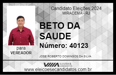 Candidato BETO DA SAUDE 2024 - MIRACEMA - Eleições