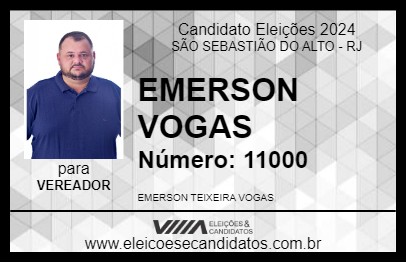 Candidato EMERSON VOGAS 2024 - SÃO SEBASTIÃO DO ALTO - Eleições