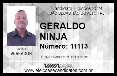 Candidato GERALDO NINJA 2024 - SÃO SEBASTIÃO DO ALTO - Eleições