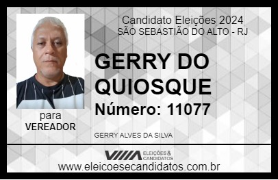 Candidato GERRY DO QUIOSQUE 2024 - SÃO SEBASTIÃO DO ALTO - Eleições