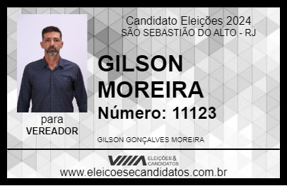 Candidato GILSON MOREIRA 2024 - SÃO SEBASTIÃO DO ALTO - Eleições